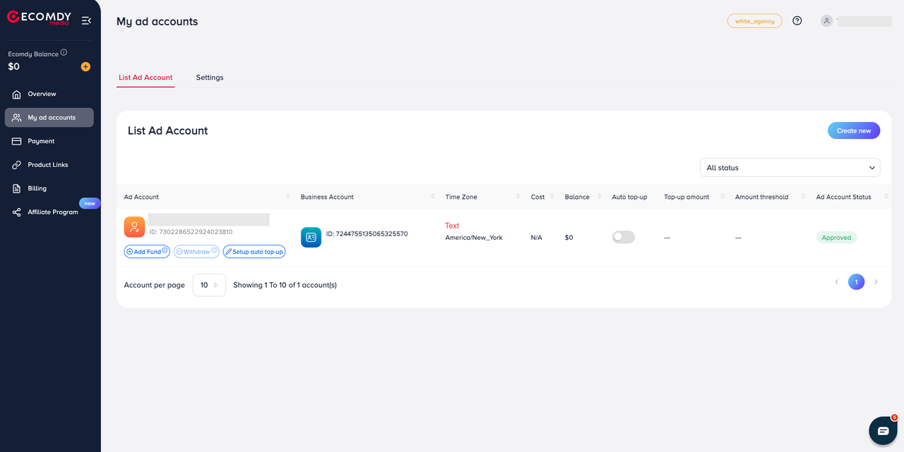 create ad account