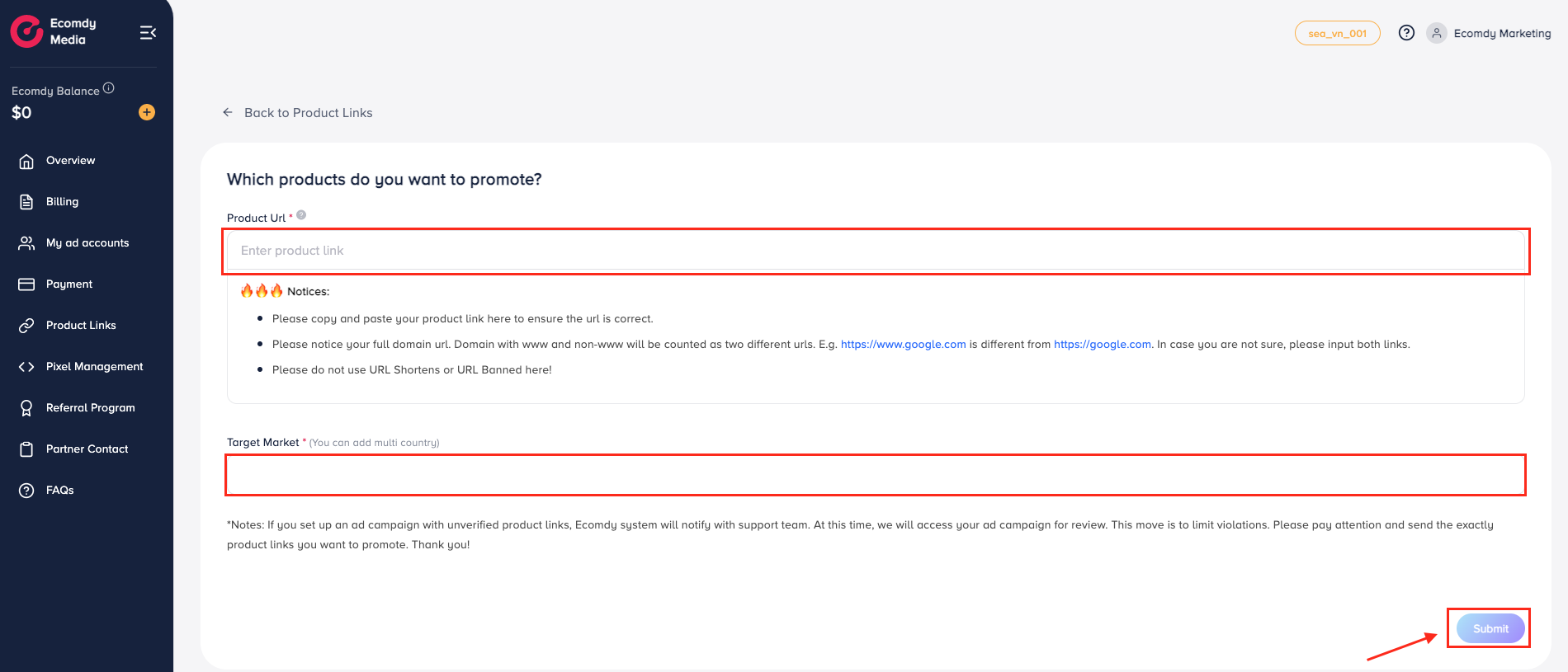 product links